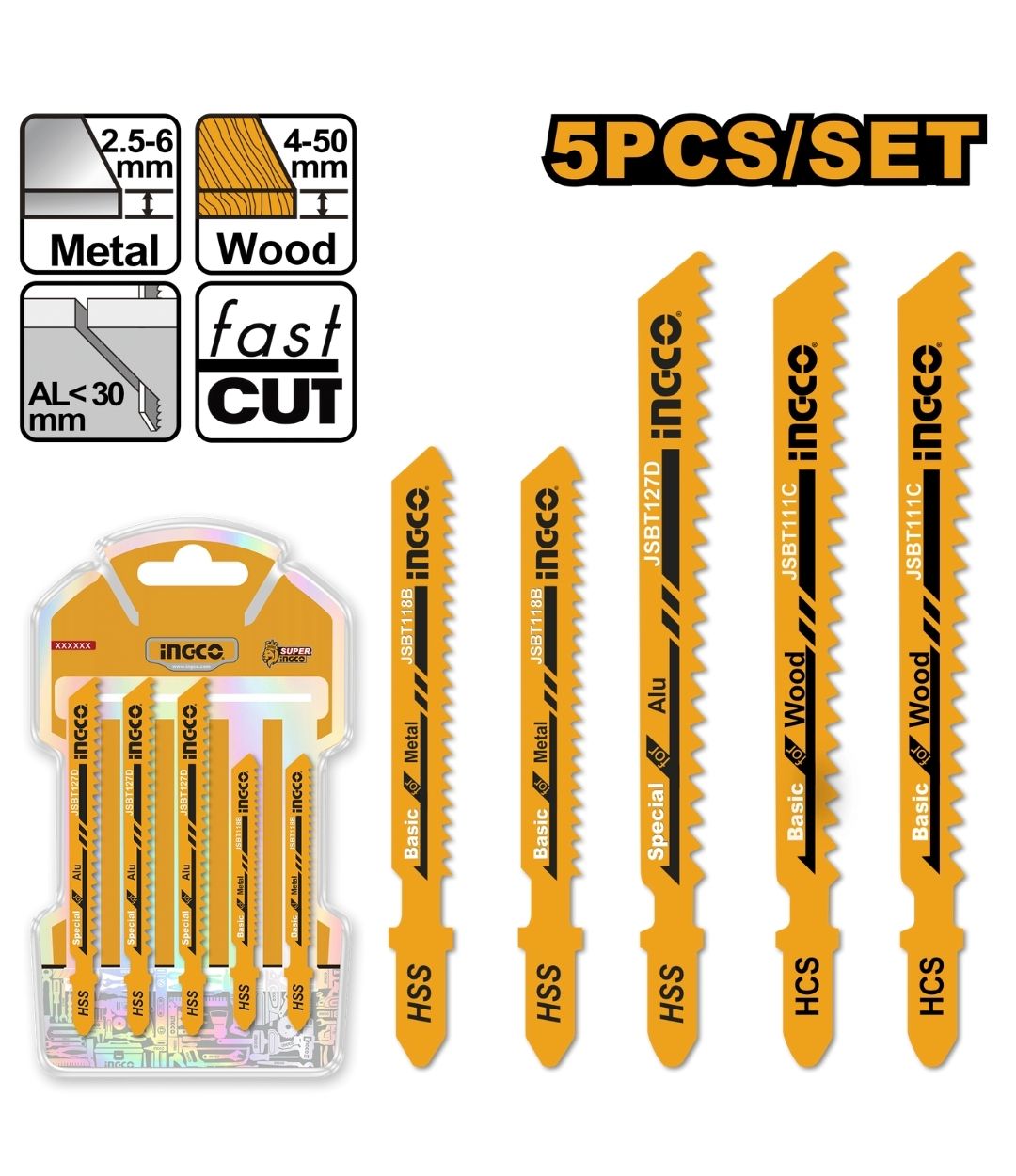 INGCO BLADE JIGSAW COMB SET 5 PC