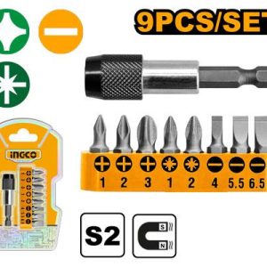 INGCO S/DRIVER BIT ASSORT 9PC MAG