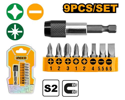 INGCO S/DRIVER BIT ASSORT 9PC MAG