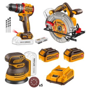 INGCO 20V 3-IN-1 COMBO (C/L CIRCULAR SAW + C/L RANDOM ORIBI SANDER + B/L IMPACT