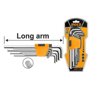 INGCO A/KEY 9PC 1.5-10MM LONG CRV