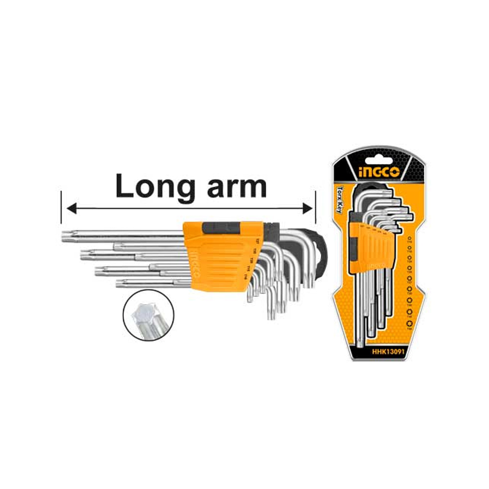 INGCO A/KEY 9PC TORX T10-T50 CRV