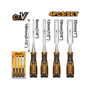 INGCO CHISEL WOOD 140MM BLISTER 4PC