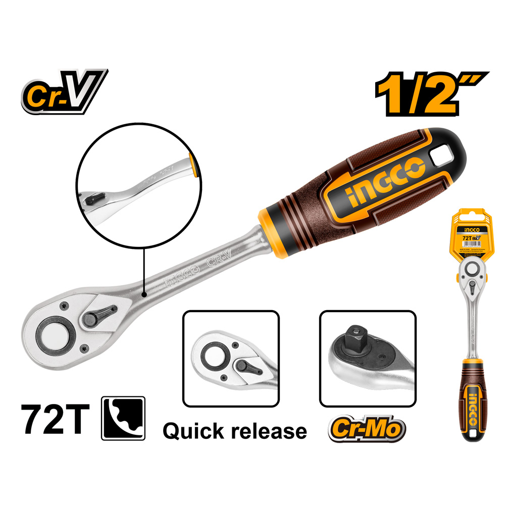 INGCO RATCHET 1/2 72 TEETH CRV