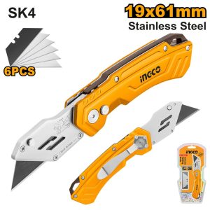 INGCO KNIFE FOLDING 61X19MM+6BL ALUM