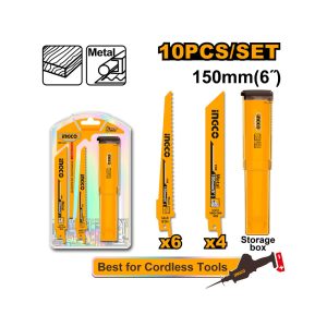 INGCO BLADE RECIP WOOD & METAL SET 10PC