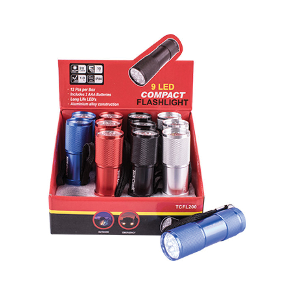 TORK CRAFT TORCH LED ALUM M/COL X12 PDQ BOX INCL AAA BATTERIES TORK CRAFT FLASH