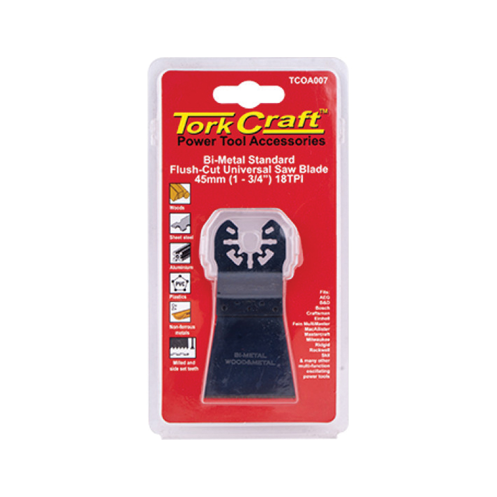TORK CRAFT QUICK CHANGE FLUSH CUT UNIVERSAL SAW BLADE 45MM(1-3/4````)18TPI