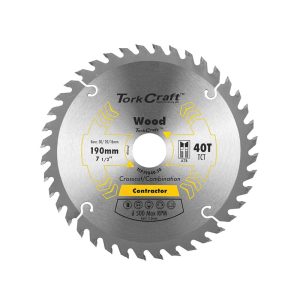 TORK CRAFT BLADE CONTRACTOR 190 X 40T 30/20/16 CIRCULAR SAW TCT