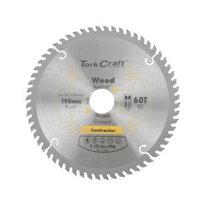 TORK CRAFT BLADE CONTRACTOR 190 X 60T 30/1/20/16 CIRCULAR SAW TCT