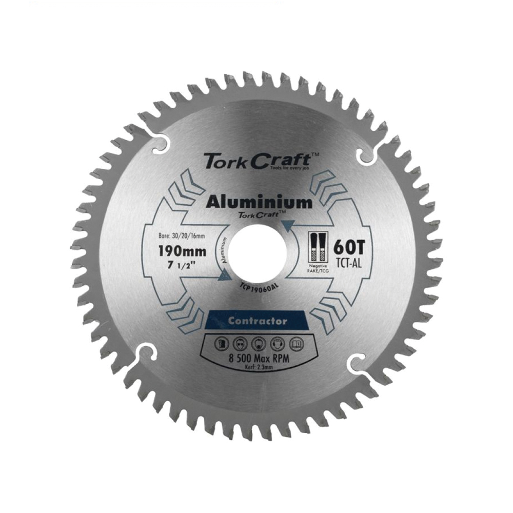 TORK CRAFT BLADE CONTRACTOR ALUM 190 X 60T 30/20/16 CIRCULAR SAW TCT
