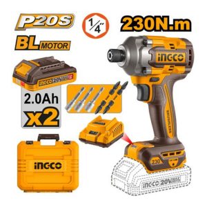 INGCO 20V CORDLES IMPACT DRIVER KIT INCL. 2 X 2.0A.H BATT & CHARGER