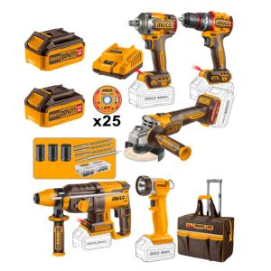 INGCO 20V CORDLESS 5 IN 1 COMBO KIT
