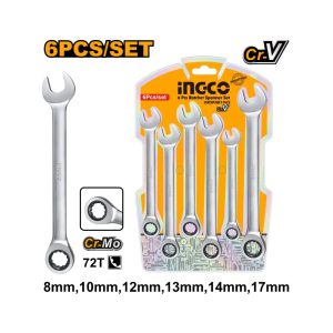 INGCO SPANNER SET RATCHET 6PC