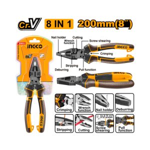 INGCO PLIER MULTI/F COMBINATION 8 IN 1 200MM CR-V