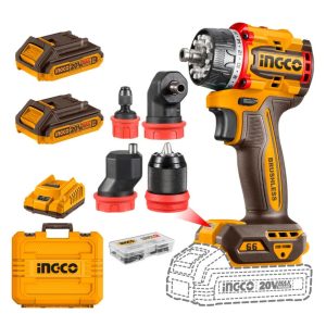 INGCO 20V C/L MULTI-HEAD DRIVER KIT INCL. 2 X 2A.H BATT & CHARG