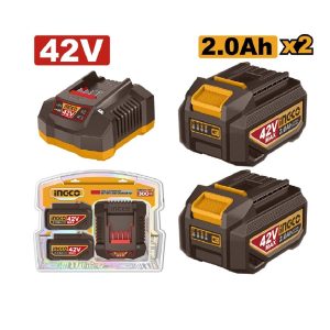 INGCO 42V CORDLESS 2.0AH BATTERY KIT (2 X 2.0A.H BATT & CHARGER)